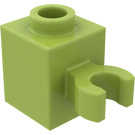 LEGO Citron Vert Brique 1 x 1 avec Verticale Clip (Clip ouvert en O, bosse creuse) (60475 / 65460)