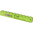 LEGO Lime Brick 1 x 10 with 'EXPLORERS' Logo and Lockers Sticker (6111)