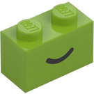 LEGO Lime Brick 1 x 2 with Smile with Bottom Tube (102574 / 102701)