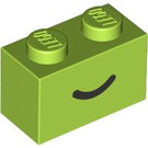 LEGO Lime Brick 1 x 2 with Smile with Bottom Tube (102574 / 102701)
