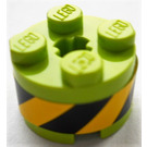 LEGO Chaux Brique 2 x 2 Rond avec Noir et Jaune Diagonal Rayures Autocollant (3941)