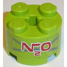 LEGO Chaux Brique 2 x 2 Rond avec rouge 'N2O' Autocollant (3941)