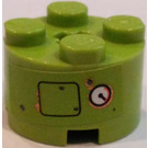 LEGO Limoen Steen 2 x 2 Ronde met Temperature Gauge Sticker (3941)