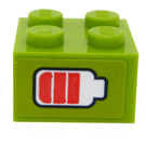 LEGO Limette Backstein 2 x 2 mit Electric Battery Aufkleber (3003)