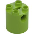 LEGO Lime Klods 2 x 2 x 2 Rund med bundakselholder 'x' Form '+' Retning (30361)