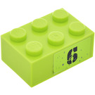LEGO Chaux Brique 2 x 3 avec '6' Autocollant (3002)