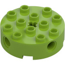 LEGO Lime Brick 4 x 4 Round with Holes (6222)