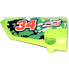 LEGO Lime Curved Panel 3 Left with '34', white arrows and 'PULL BACK' Sticker (64683)