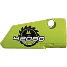 LEGO Lime Curved Panel 4 Right with Circular Saw Blade and '42080' Sticker (64391)