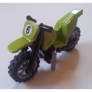LEGO Lime Dirt Bike with Black Chassis and Medium Stone Gray Wheels with '6' Sticker (50860)