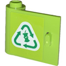 LEGO Lime Door 1 x 3 x 2 Left with Organic Waste Recycling Symbol Sticker with Hollow Hinge (92262)