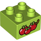LEGO Chaux Duplo Brique 2 x 2 avec Trois Apples et Worm (3437 / 15965)