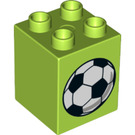 LEGO Lime Duplo Brick 2 x 2 x 2 with Football (31110 / 37369)