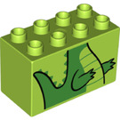 LEGO Lime Duplo Brick 2 x 4 x 2 with Dinosaur Body (31111 / 43519)