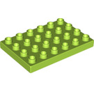 LEGO Lime Duplo Plate 4 x 6 (25549)