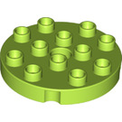 LEGO Limette Duplo Runden Platte 4 x 4 mit Loch und Verriegeln Ridges (98222)