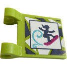 LEGO Lime Flag 2 x 2 with Girl on a Snowboard Sticker without Flared Edge (2335)