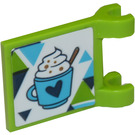 LEGO Lime Flag 2 x 2 with hot chocolate mug Sticker without Flared Edge (2335)