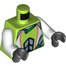 LEGO Lime Minifig Torso with White and Silver Jacket, Team Extreme Logo (973 / 76382)