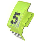 LEGO Lime Mudguard Panel 3 Right with '5' and Black and White Danger Stripes Sticker (61070)