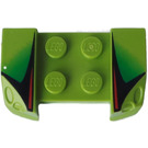 LEGO Lime Mudguard Plate 2 x 4 with Overhanging Headlights with Red, Black and Green Pattern (44674 / 47941)