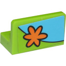 LEGO Limoen Paneel 1 x 2 x 1 met Oranje Bloem (Rechtsaf) Sticker met afgeronde hoeken (4865)