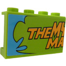 LEGO Lime Panel 1 x 4 x 2 with "THE MY", "MA" and Notes, Photos on the Board Inside Sticker (14718)