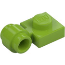 LEGO Lime Plade 1 x 1 med klip (Tyk ring) (4081 / 41632)