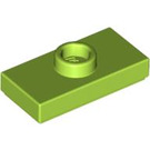 LEGO Lime Plade 1 x 2 med 1 Stud (med riller) (3794 / 15573)