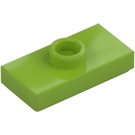 LEGO Lime Plate 1 x 2 with 1 Stud (with Groove and Bottom Stud Holder) (15573 / 78823)