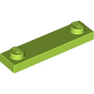 LEGO Lime Plate 1 x 4 with Two Studs without Groove (92593)