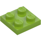 LEGO Limoen Plaat 2 x 2 (3022 / 94148)