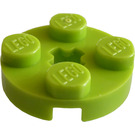 LEGO Lime Plate 2 x 2 Rund med Akselhull (med '+' akselhull) (4032)