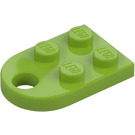 LEGO Lime Plate 2 x 3 with Rounded End and Pin Hole (3176)