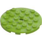 LEGO Lime Piastra 6 x 6 Rotondo con perno Foro (11213)