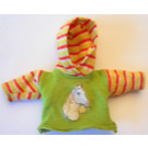 LEGO Lime Scala Clothes Female Sweater with Striped Hood and Sleeves and Horse Decoration on Front