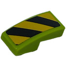 LEGO Lime Slope 1 x 2 Curved with Black and Yellow Danger Stripes Right Sticker (11477)