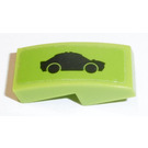 LEGO Lime Slope 1 x 2 Curved with Car Sticker (11477)