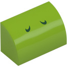 LEGO Lime Pendenza 1 x 2 Curvo con Verde Yoshi Nostrils (37352 / 68966)