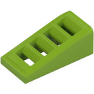 LEGO Lime Skråning 1 x 2 x 0.7 (18°) med Grille (61409)