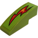 LEGO Lime Slope 1 x 3 Curved with Flame Bolt (Left) Sticker (50950)