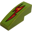 LEGO Lime Slope 1 x 3 Curved with Flame Bolt (Right) Sticker (50950)