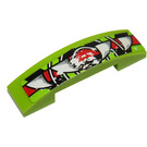 LEGO Lime Slope 1 x 4 Curved Double with Red Stripe, Black Danger Stripes and 4 Claws Sticker (93273)