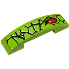 LEGO Lime Slope 1 x 4 Curved Double with Snake Skin and Red Eye Pattern Model Right Side Sticker (93273)