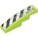 LEGO Lime Slope 1 x 4 Curved with Black and white stripes (Right) Sticker (11153)