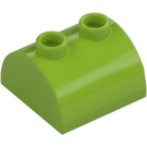 LEGO Lime Pendenza 2 x 2 Curvo con 2 Bottoncini su Superiore (30165)