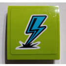 LEGO Lime Slope 2 x 2 Curved with Lightning Bolt Sticker (15068)