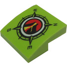 LEGO Lime Backe 2 x 2 Böjd med Volcano och Compass (15068 / 26686)