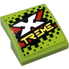 LEGO Lime Slope 2 x 2 Curved with Xtreme Logo Sticker (15068)