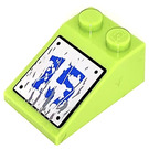 LEGO Lime Slope 2 x 3 (25°) with Blue '15' on Silver Plate Sticker with Rough Surface (3298)